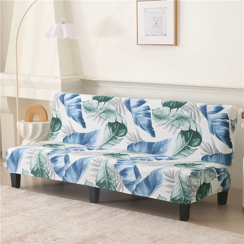 1pc Stretch Sofa bed cover, Blue Green Tropical Leaf Pattern Couch Cover for Home Decor