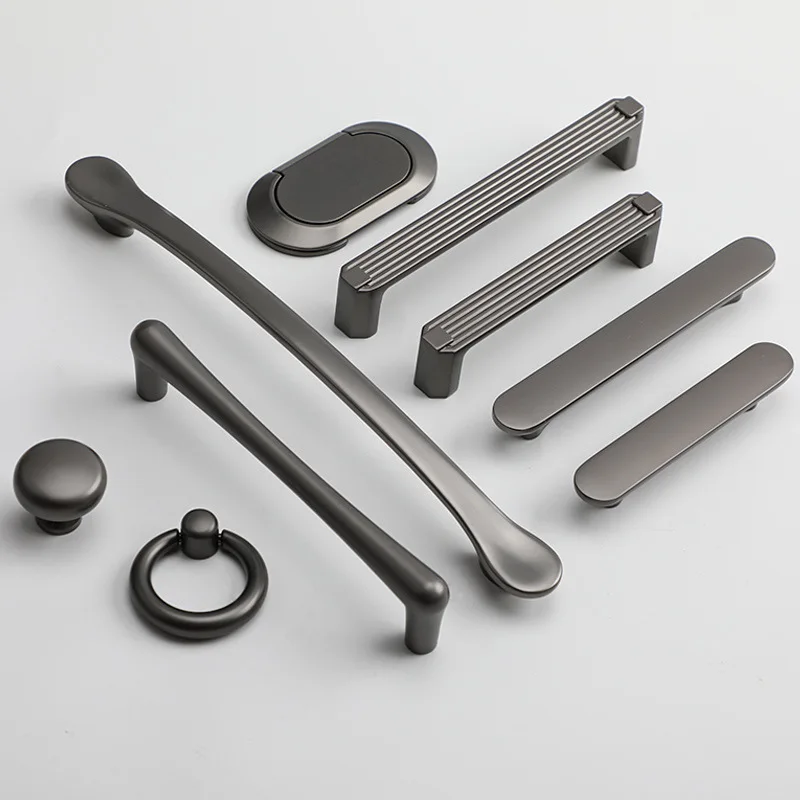 Luxury Gray Thickened Cabinet Wardrobe Door Handle Drawer Round Knob Furniture Ring Small Handle Home Decoration Hardware