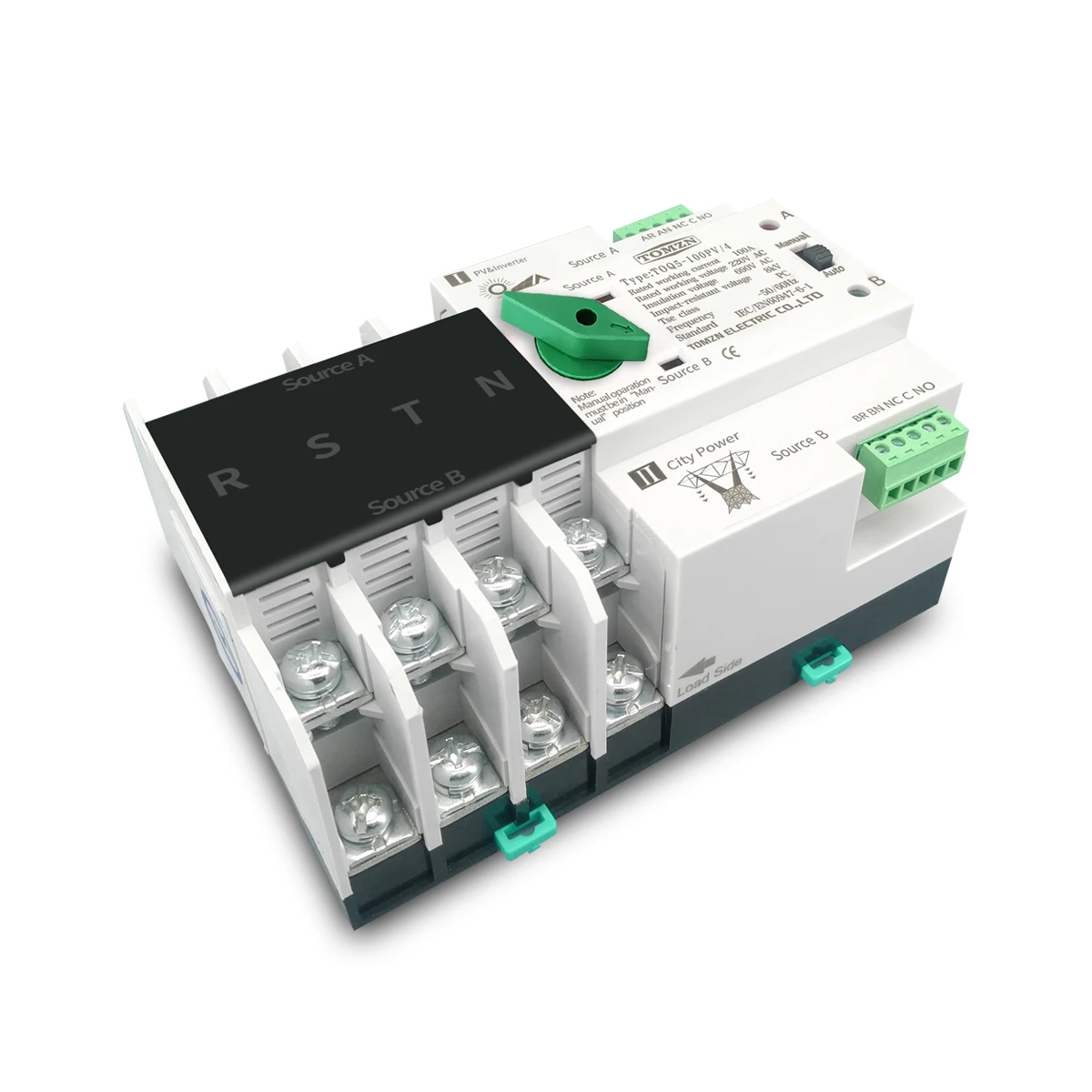 2P 3P 4P DIN-Schiene ATS für PV und Wechselrichter Dual Power Automatic Transfer Wahlschalter unterbrechungsfrei 63A 100A 125A
