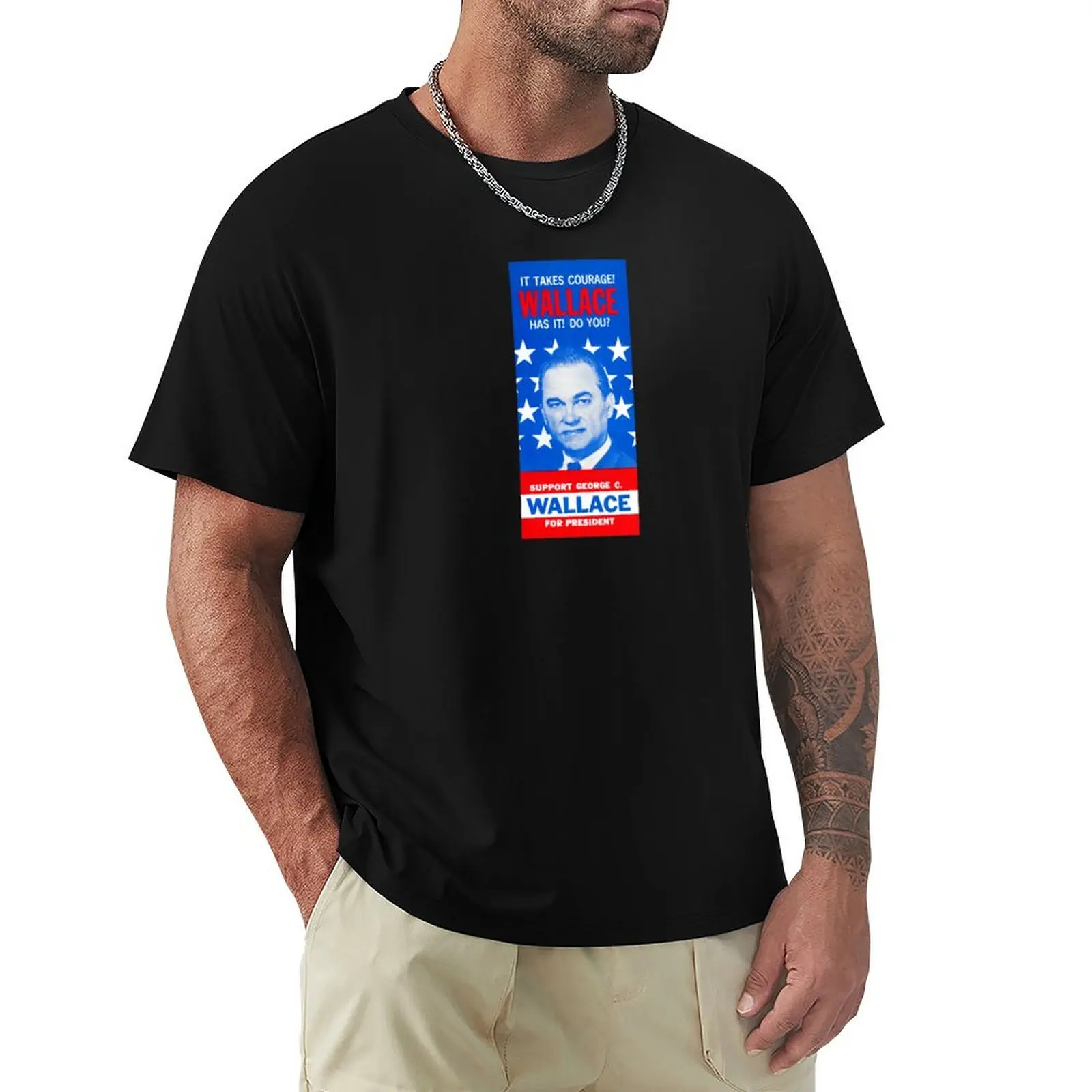 1968 George C. Wallace for President T-Shirt Large Size Basic Casual T-Shirt