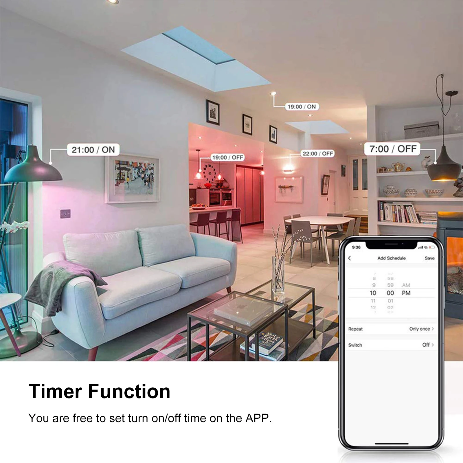 WiFi Smart Bulb 5W GU5.3 Dimmable Light Phone APP Remote Control Compatible with Alexa Google Tmall Elf for Voice Control