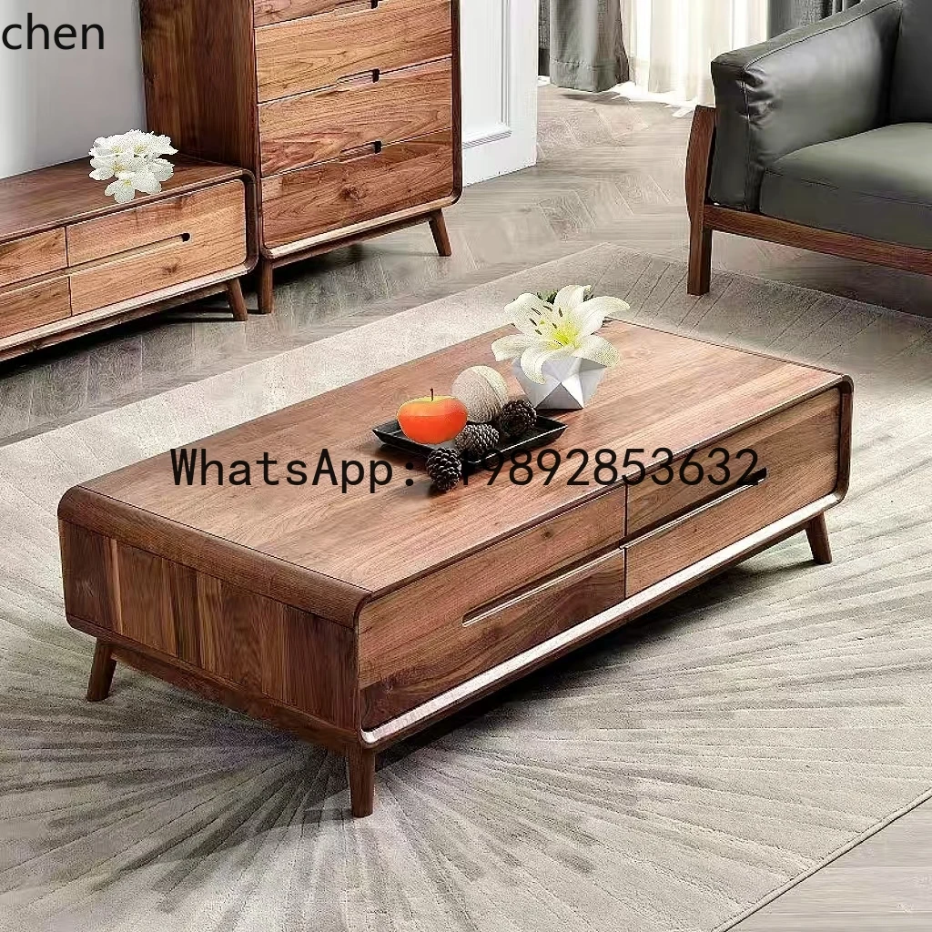 black walnut solid wood coffee table TV cabinet combination living room coffee table coffee table