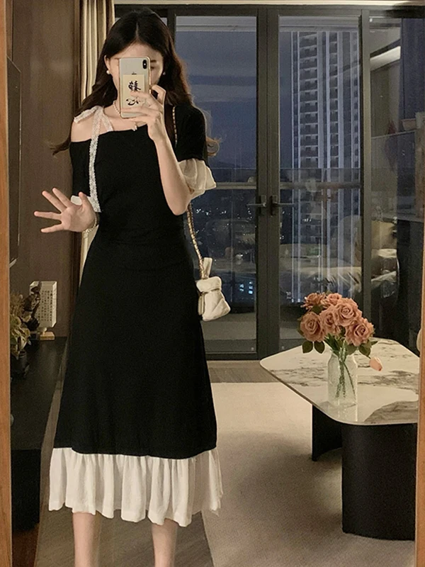 

Summer 2026 Elegant plus Size Women's Gown with Ruffle Waist Slimming Floral A-Line Short Dress Skin-Friendly Breathable