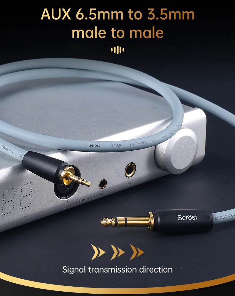 Serost Star HiFi OFC Sauerstofffreies Kupfer TRS 6,5mm auf 3,5mm Stereo-Audio-Adapterkabel für Headset, Mikrofon, Verstärker, Lautsprecher – Detail 2