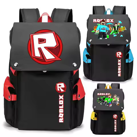 Game Roblox Creative Cartoon Surrounding Men's Women's Backpacks, Large Capacity Leisure Computer Bags, Student Study Supplies
