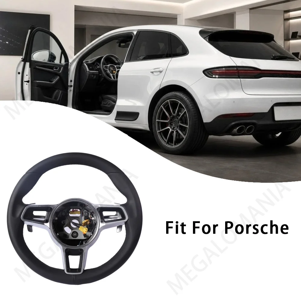 Leather Steering Wheel For Porsche Cayman GT4 Carrera GT3 RS 911 R Panamera 4 4S GTS Turbo S E-Hybrid Boxster Spyder 2005-2016