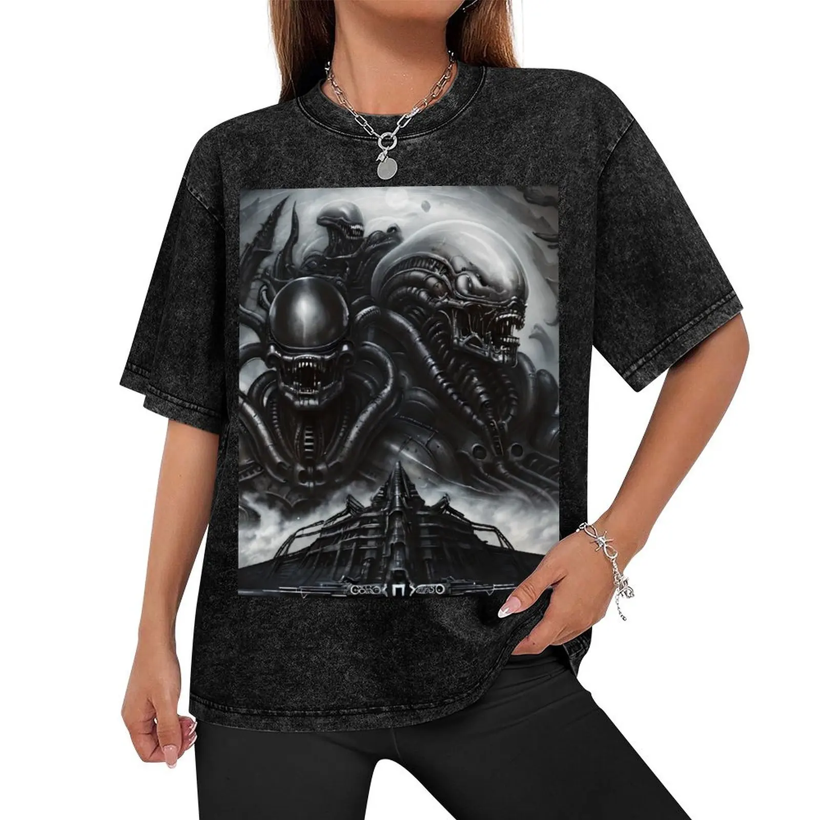 Xenomorph Alien Giger T-Shirt plus size tops oversize t-shirts man customizeds Personalized t-shirt t shirts for men pack