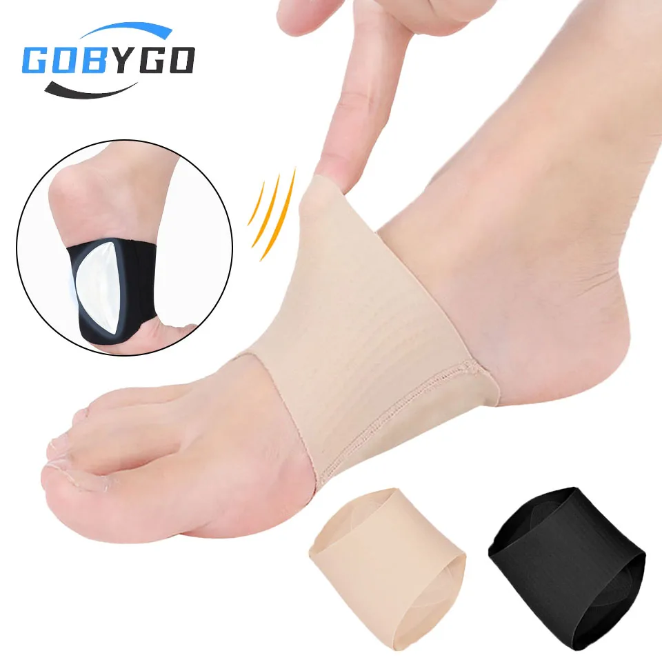 GOBYGO 1Pcs Arch Foot Run Pad Support Ankle Brace Foot Pads Medical Protective Gear Breathable Sponge Correction Silicone Pad