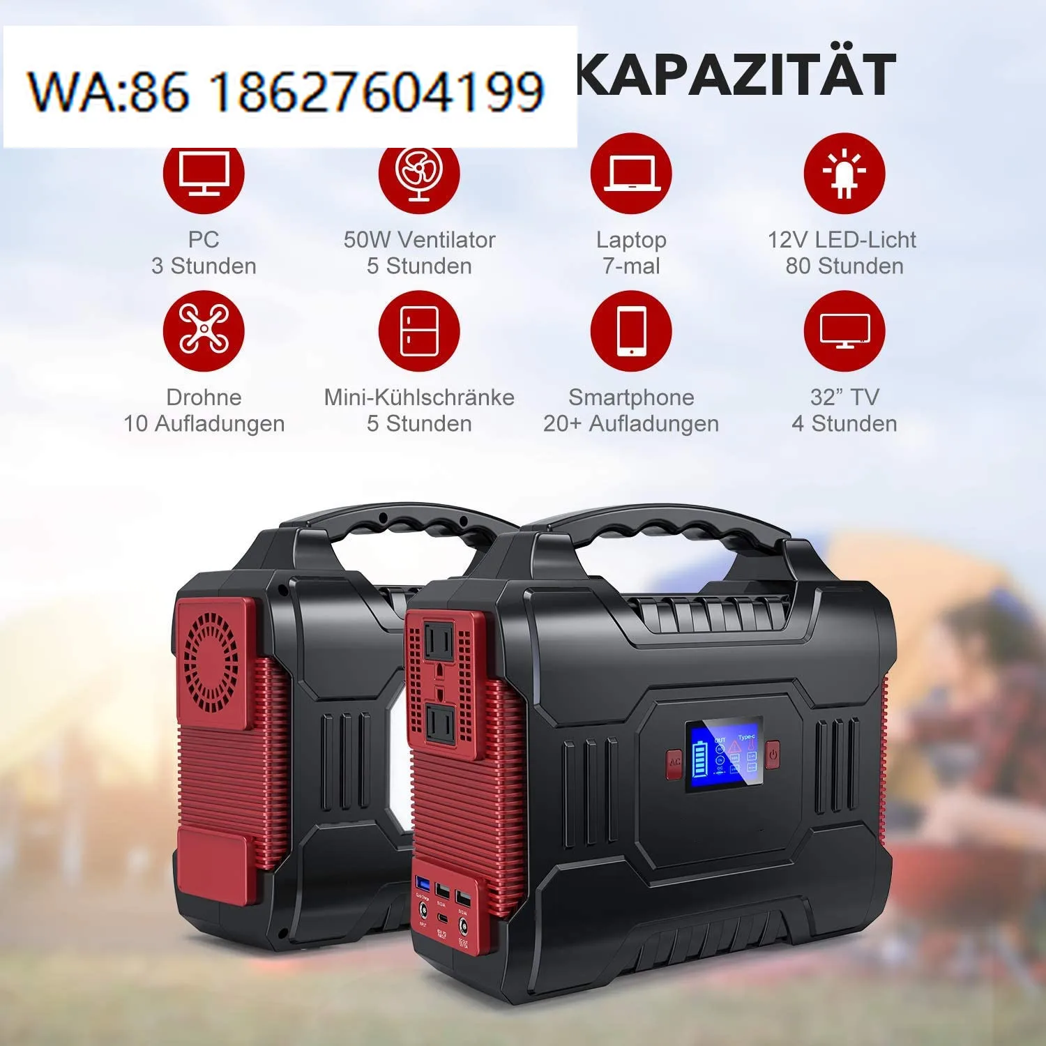 72000mAh Large Capacity Portable Power Station 110V 220V AC USB Multifunctional Household Outdoor Power Bank