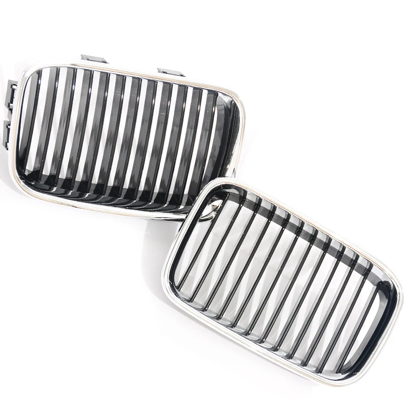 Single Line Chrome Frame Silver Grill Kidney Grill For BMW 3 Series E36 Pre-LCI Coupe Sedan 1992-1996 316i 318i 320i 325is view 2
