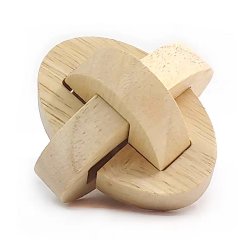 Lock Puzzle Wooden Brain Teaser for Mental Challenge Educational IQ Disentanglement Toys Kids Adults (SanHuan Suo)