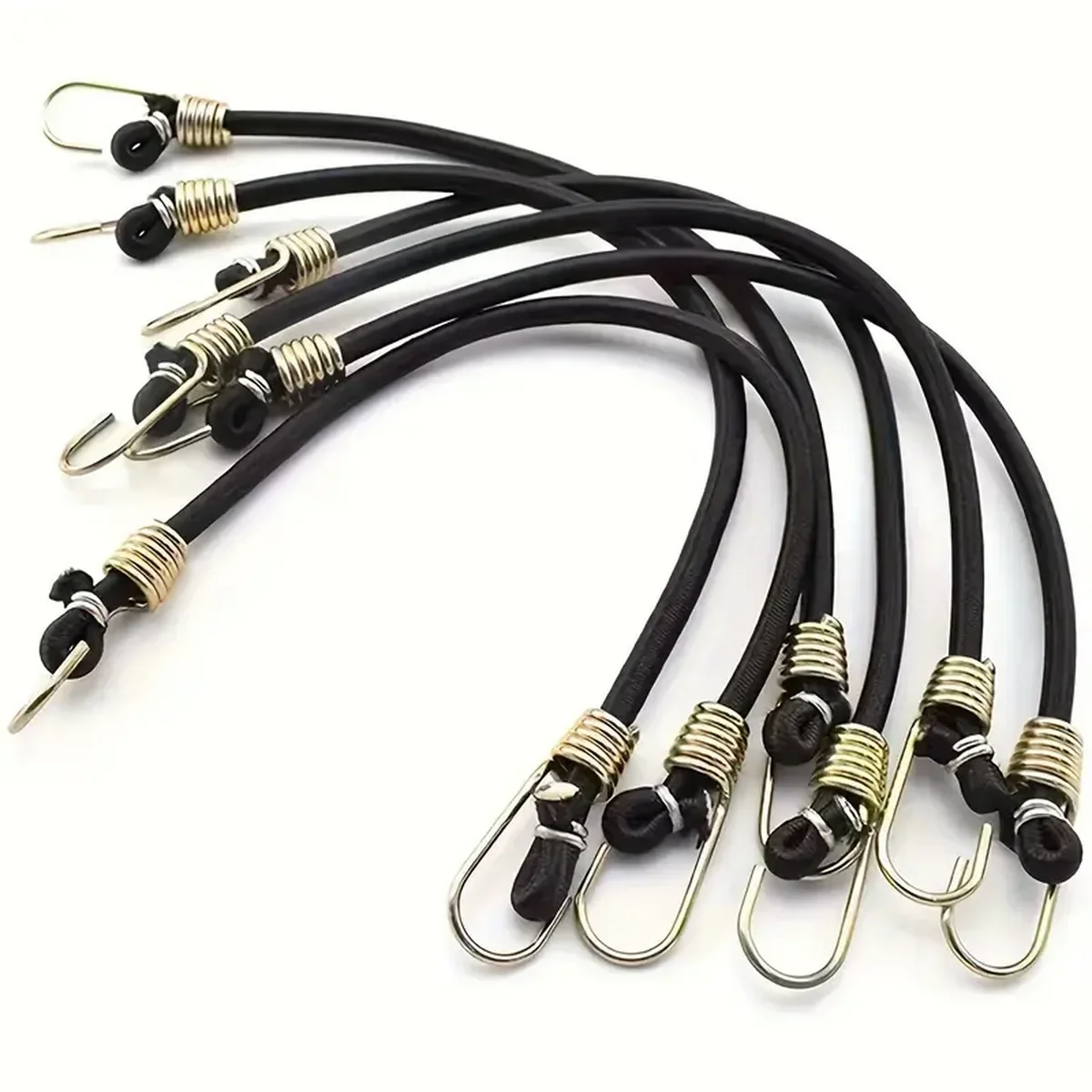3/6pcs Heavy Duty Black Bungee Cords with Hooks Durable Elastic Straps for Securing Cargo Outdoor Use 6 Pack