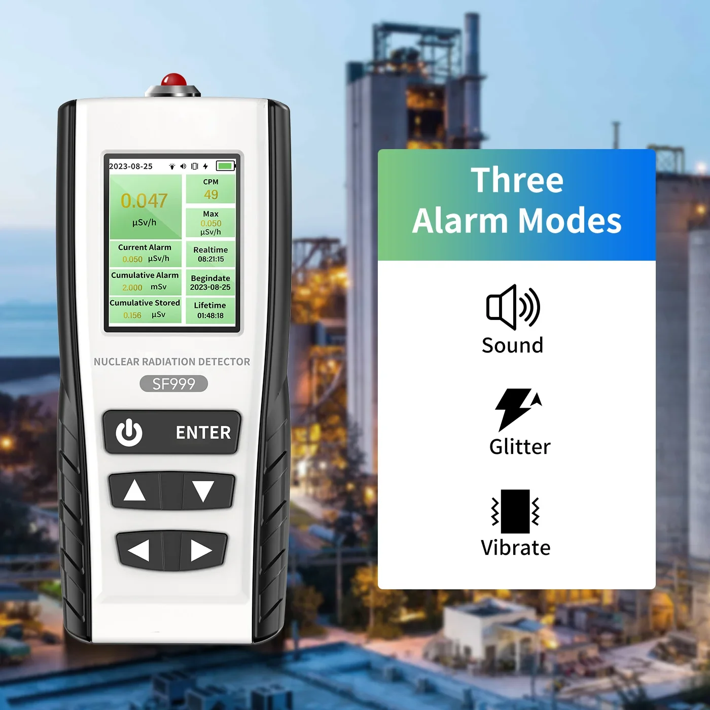 Geiger Counter Rechargeable Handheld Beta Gamma X-Ray Radiation Monitor Device Nuclear Radiation Detector for Seaside/Factory