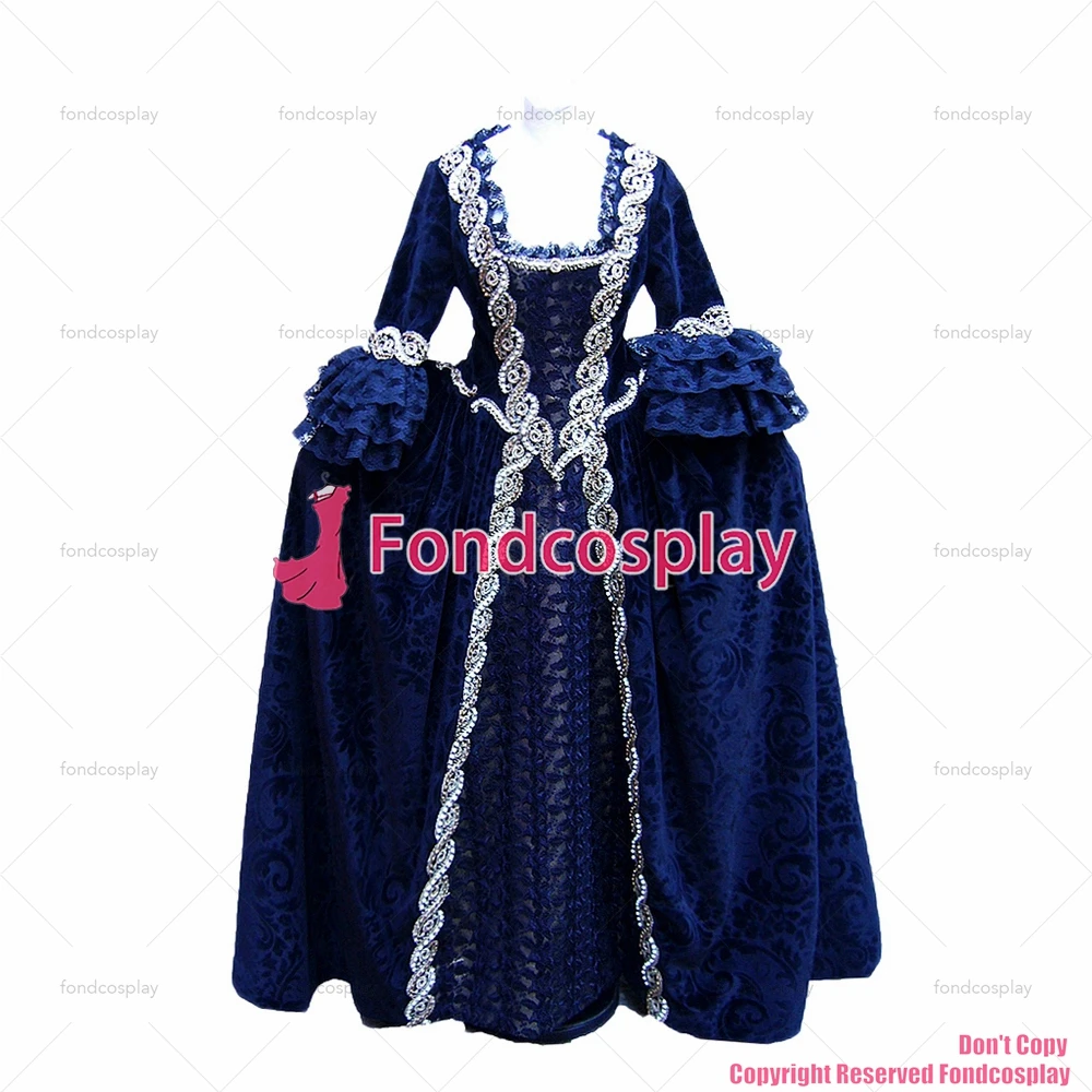 fondcosplay Victorian Rococo Medieval Gown Ball Dress Gothic Evening Navy Dress Cosplay Costume CD/TV[G957]