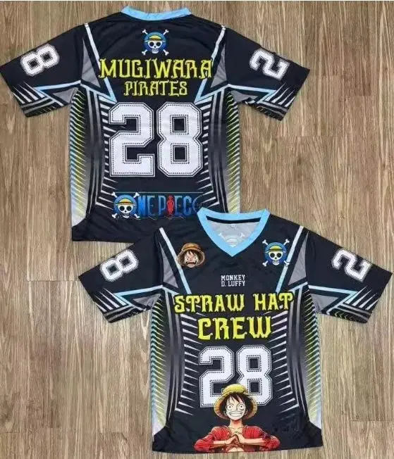 

2026 New Bandai Anime One Piece Luffy Summer Jersey T-shirt Oversized 3D Adult and Children's Multifunctional Top Christmas