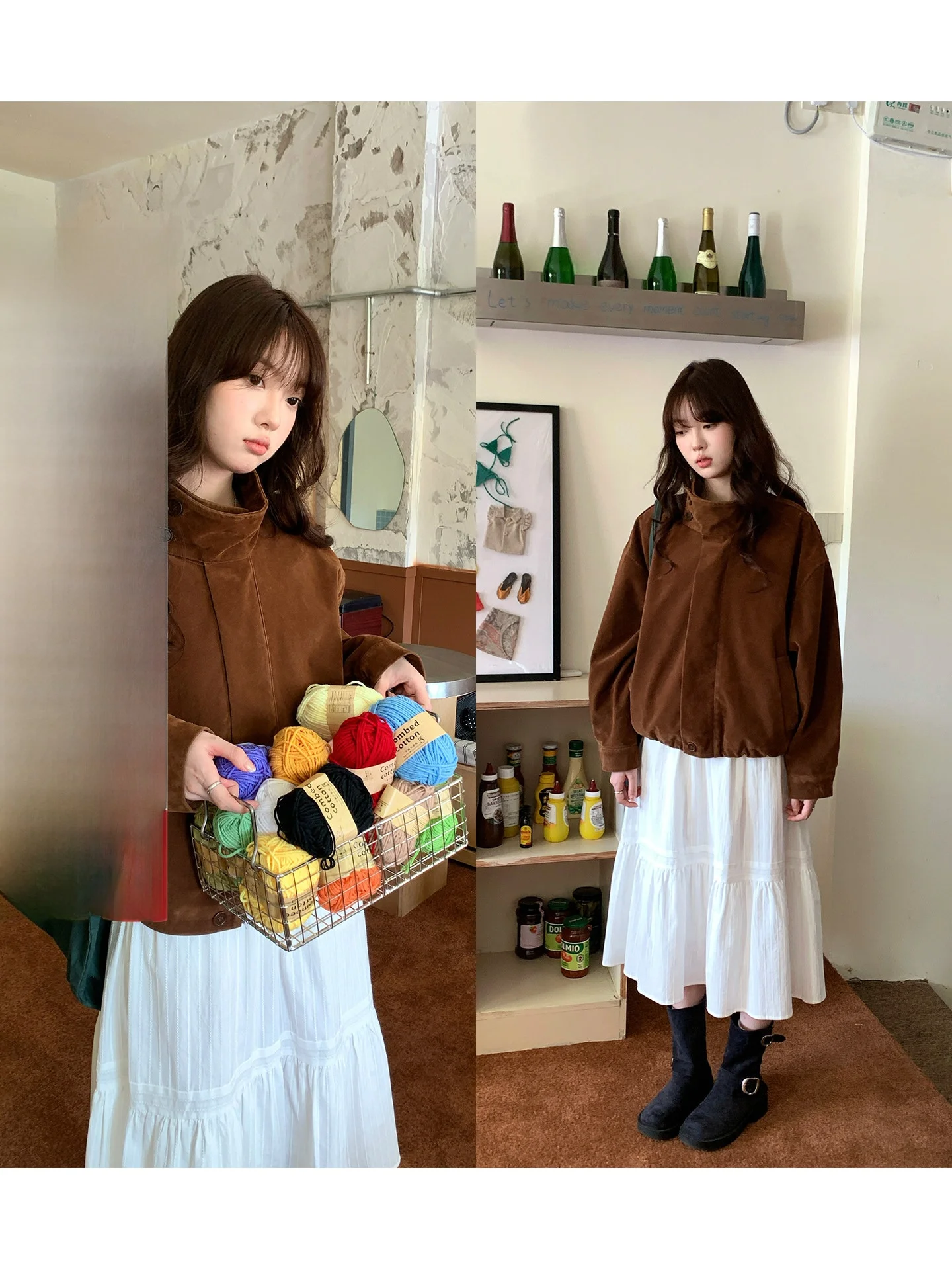 

Куртка Holli Korean Sle Retro из замши на молнии, свободного кроя, женская верхняя одежда, весна-осень 2025, новинка, теплая, с длинными рукавами