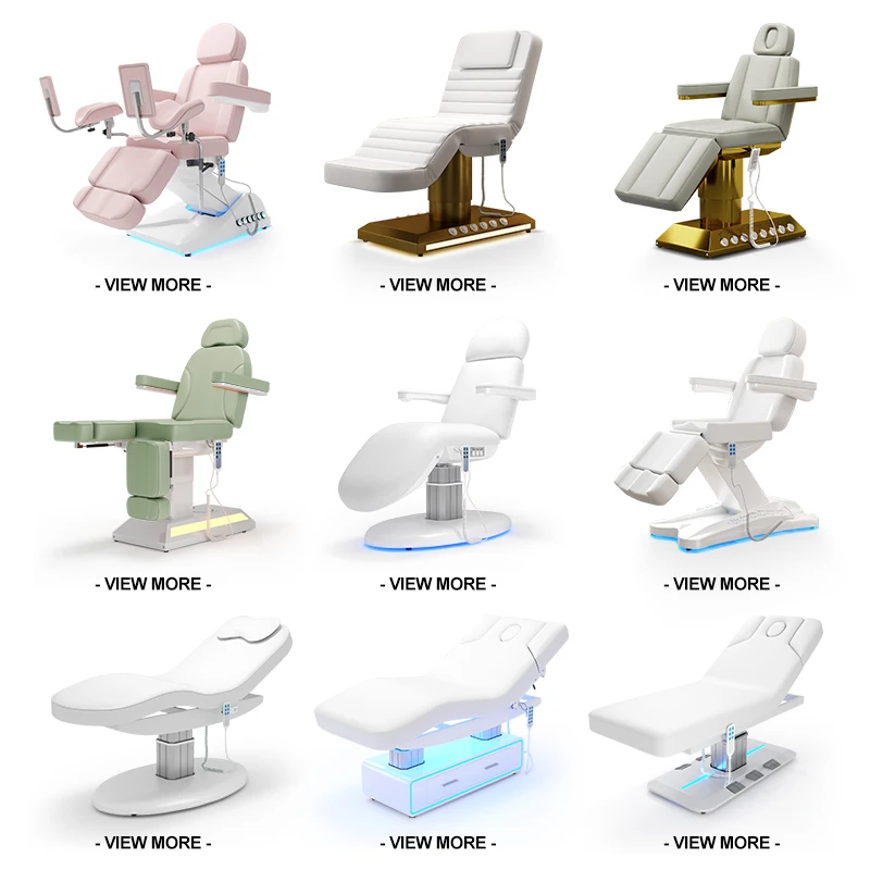 High Quality Salon Furniture pink Leather Silver Base Beauty Facial Lash Salon Chair 3 Motor Electric Massage Table Bed