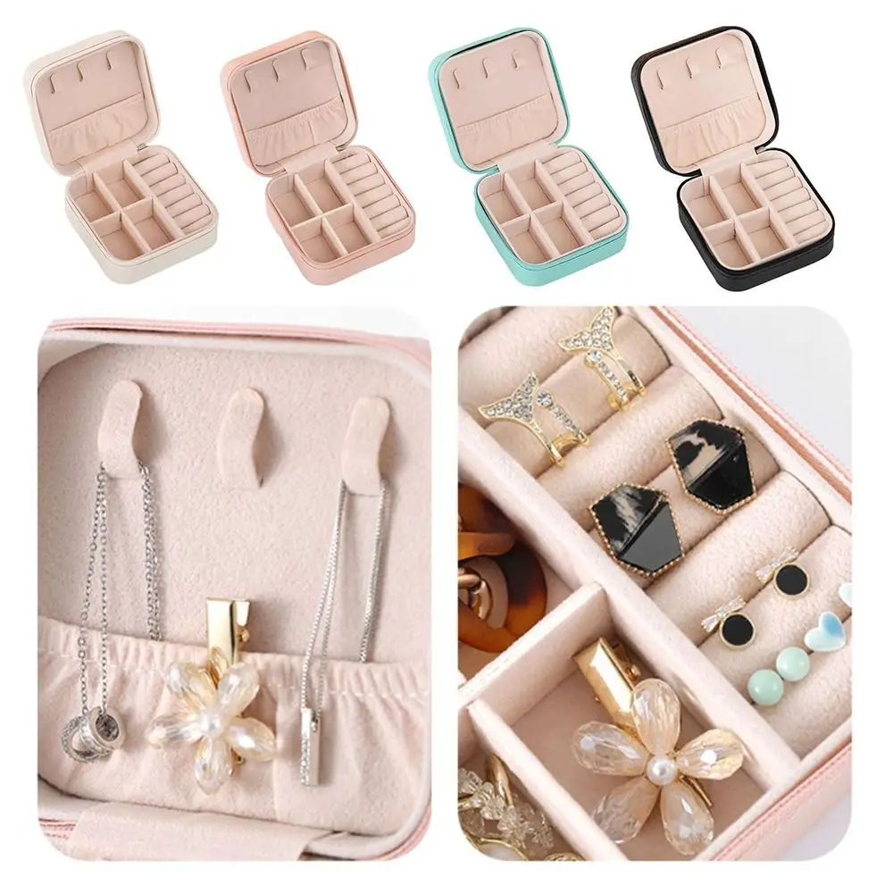 Cute PU Leather Jewelry Box Simple Design Macaroon Style Portable Jewelry Box Mini Size Display Case Storage Solution