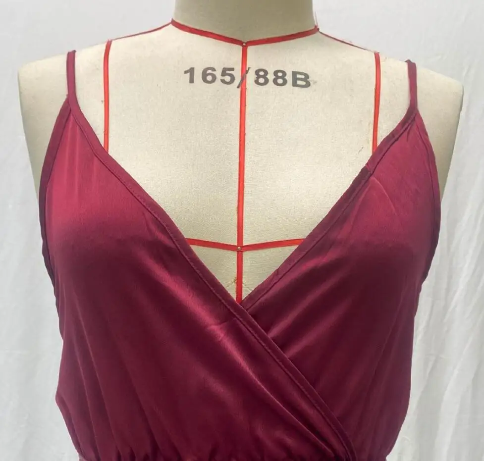 Summer New Sexy V-neck Camisole Slit Solid Color Slim Fit Dress For Women,7 Colors image 5