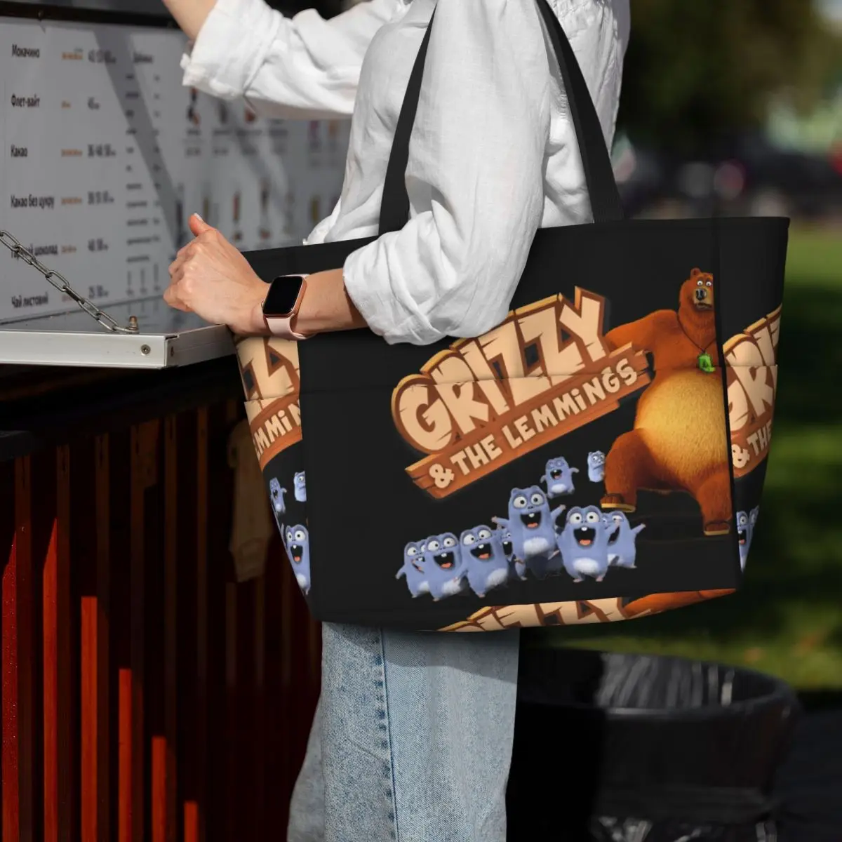 Grizzy And Lemmings Funny Angry The Lemmings Beach Tote Bag Sport Gym Yoga Duffle Large Tote Bag Women Travel Bag Fitness bag