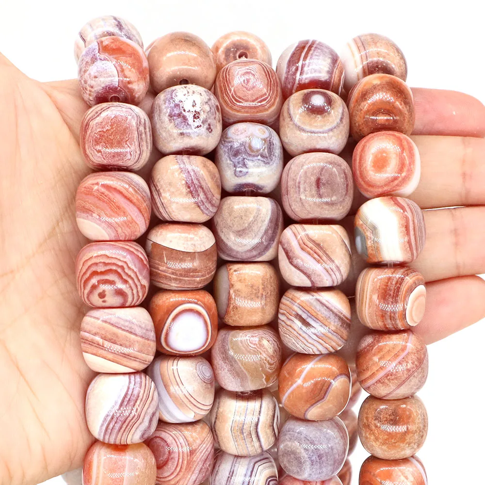 15x14mm Cylindrical Striped Agate Beads Natural Stones Healing Crystal Bead for Jewelry Making DIY Bracelet Necklace Accessories