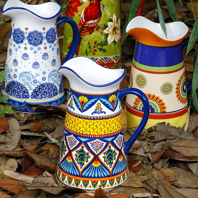 Cold Water Pot Ceramic Water Pot Bohemian Style Ceramic Water Pot Flower Vase Home Storage Pot