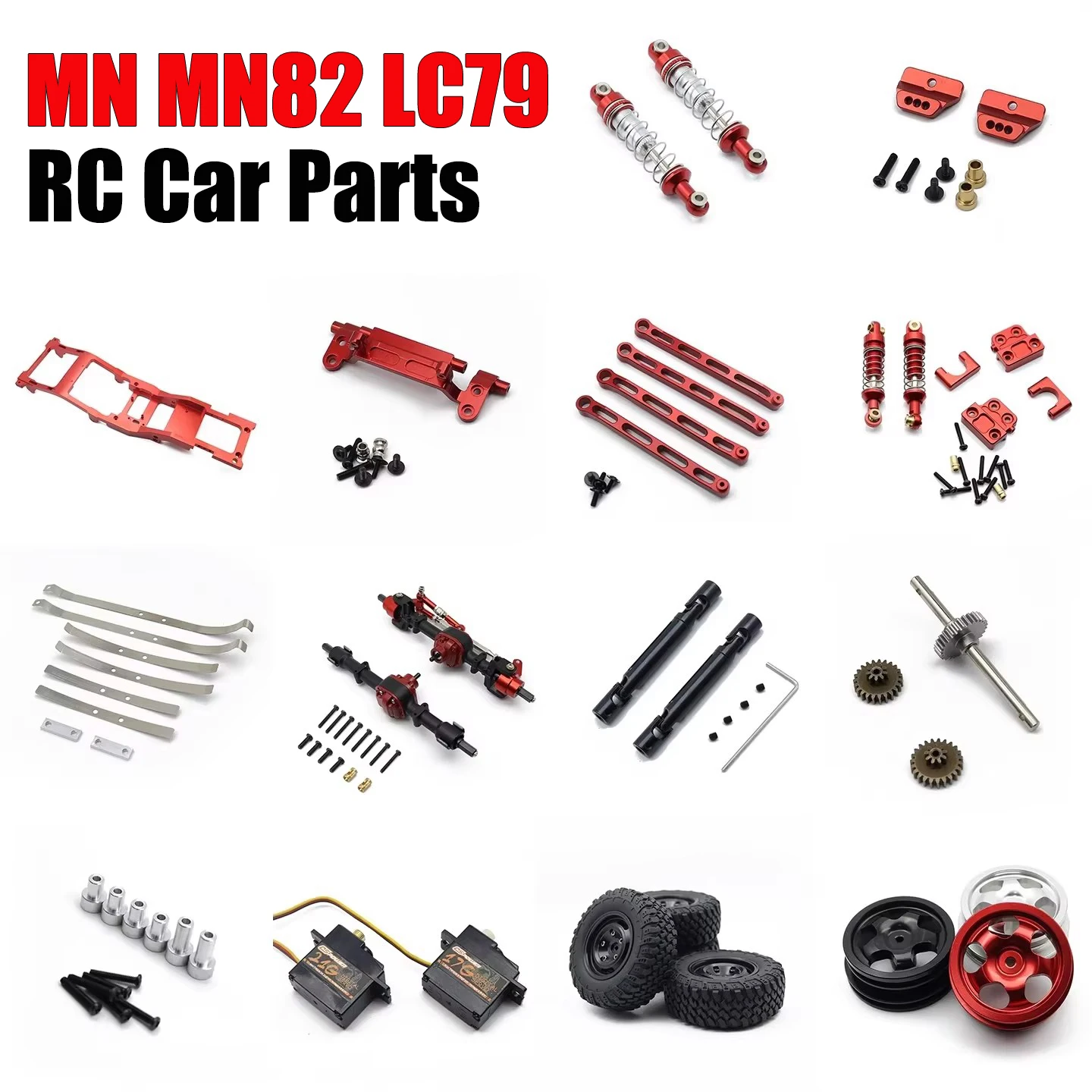 MN MN82 LC79 RC Car Parts Shock Absorber Metal Drive Shaft Axle Gear Steering Gear Wheel LC79 Modification Parts