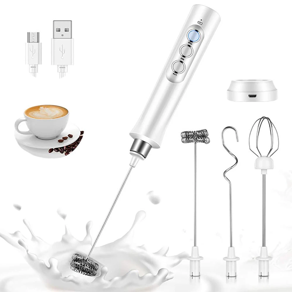 3 In 1 Wireless Milk Frother Handheld Foam Maker for Lattes Coffee Whisk Mixer Foamer for Cappuccino Frappe Matcha Frothing Wand