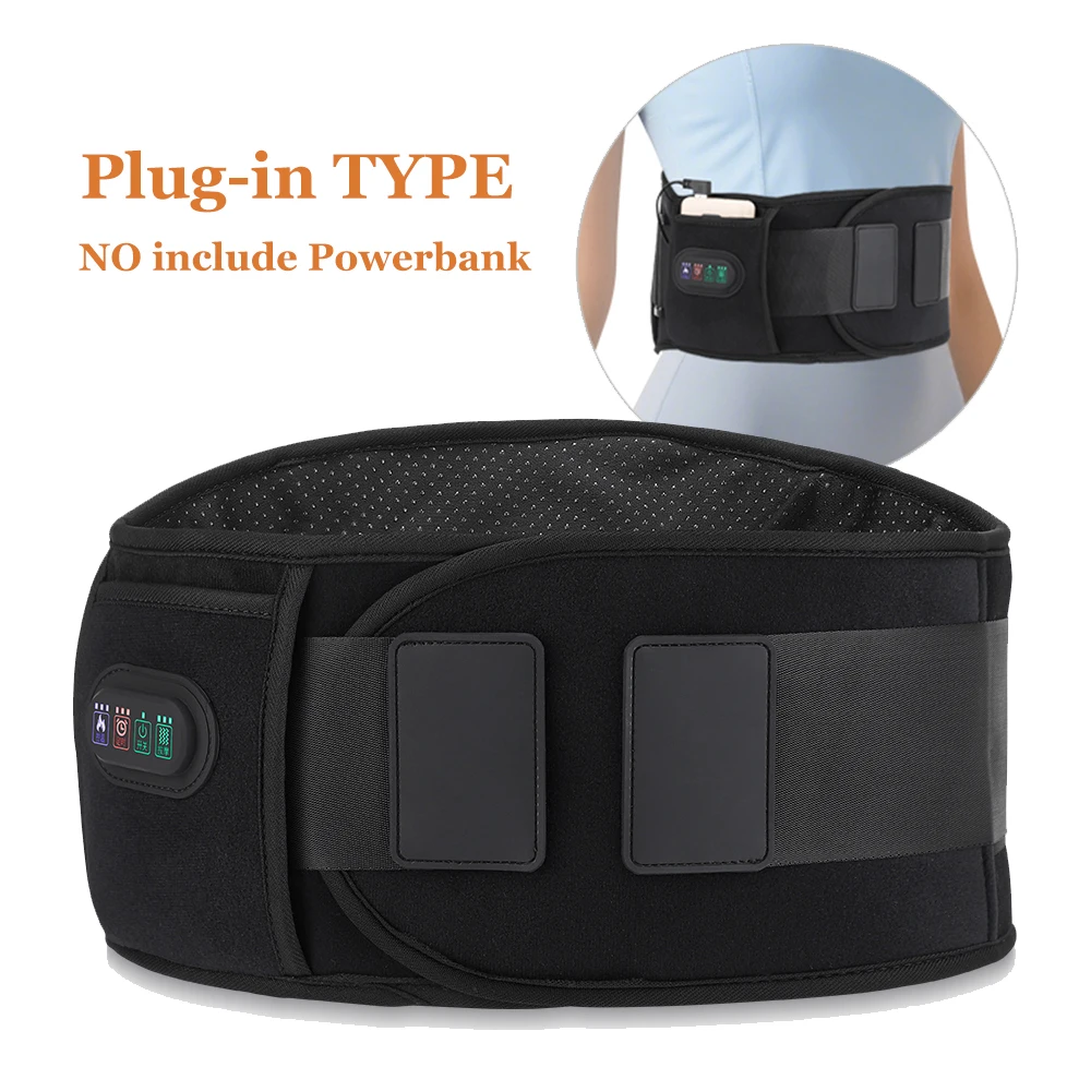 

5V Plug-in Vibration Lower Back Massager Red Light Hot Compress Waist Massager Belt Portable Spine Plates Lumbar Support Brace
