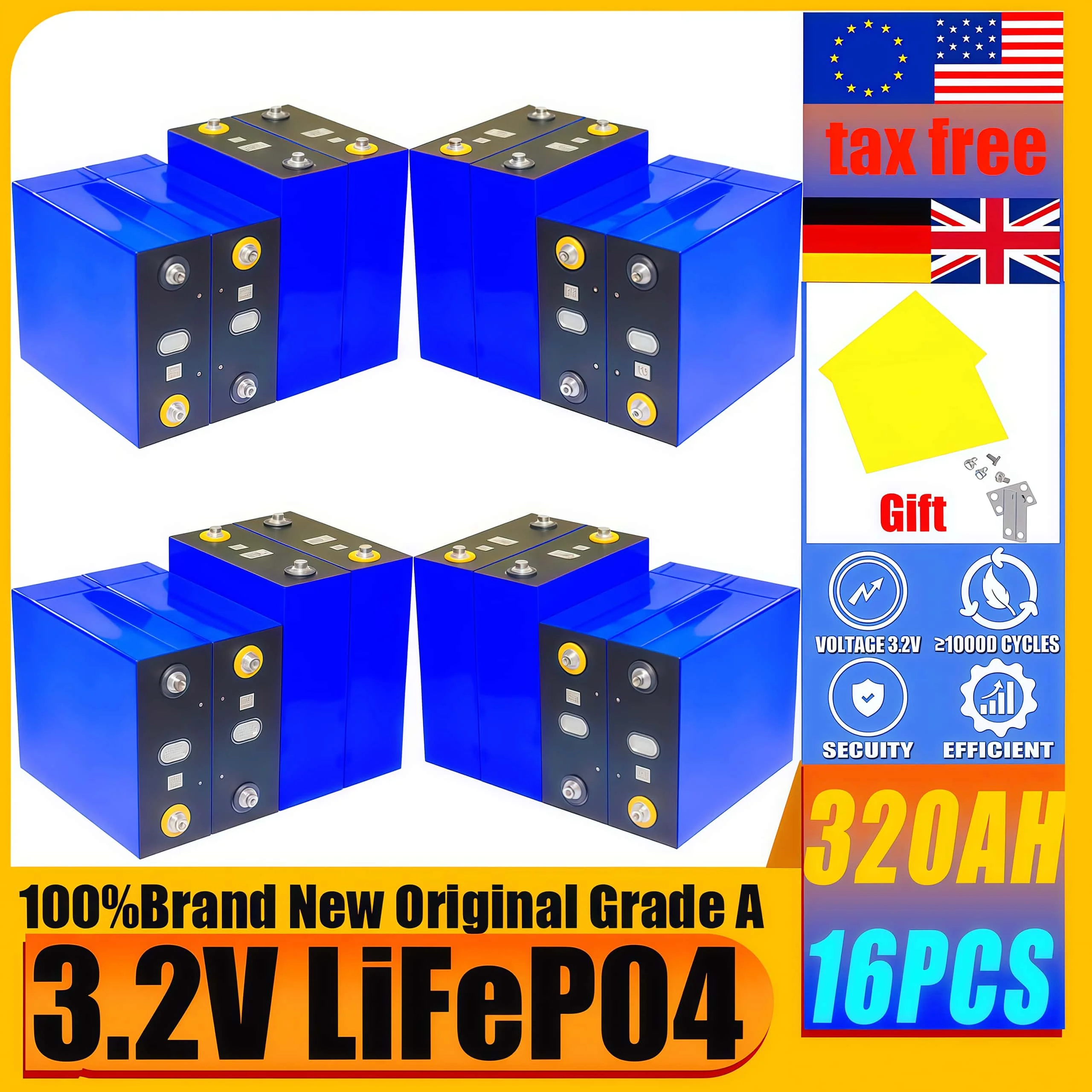 A-class 3.2V 340AH 320AH 310AH 280AH 32AH lifepo4 بطارية لتقوم بها بنفسك 48 فولت قارب كهربائي تخزين الطاقة الشمسية بطارية منزلية خالية من الرسوم #3