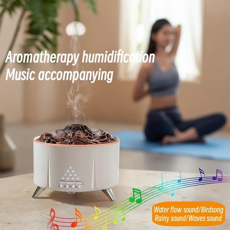 Fernbedienung ätherisches Öl Diffusor Aroma Luftbe feuchter Bluetooth Musik-Player simulieren Flamme Ultraschall Duft Diffusor