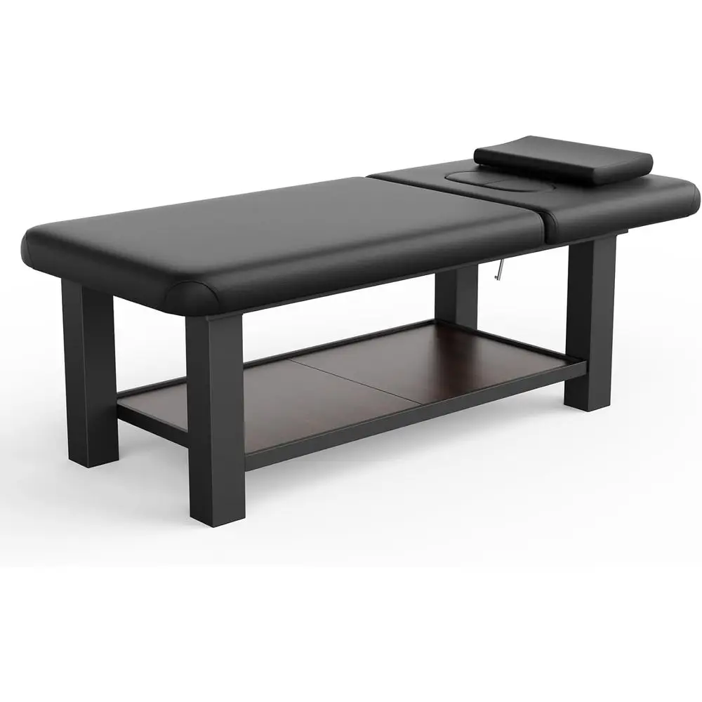 

Sturdy Black Leather Massage Table with Open Chest, 31.5 W x 75.5 L, 700 lbs Capacity for Spa and Physical Therapy