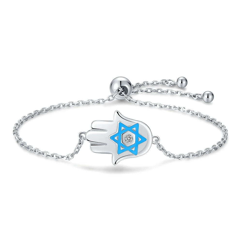 925 Sterling Silver Star Of David Bracelet Adjustable Fatima Hamsa Hand Glowing In The Dark Jewelry Christmas Gifts For Women