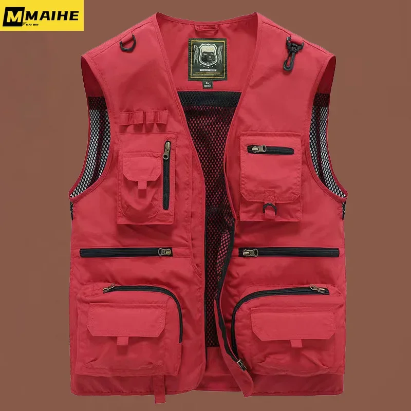 

Летняя разгрузочная жилетка для мужчин, американский стиль, жилет для альпинизма, походов, рыбалки, сетчатый карго, куртка без рукавов, карман для инструментов 5XL
