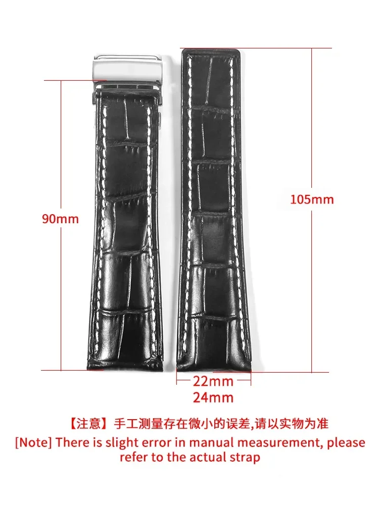 Italy Bamboo Pattern Genuine Leather 22 24mm Watchbands for Breitling Super Ocean Avengers Aviation Timing Watch Strap