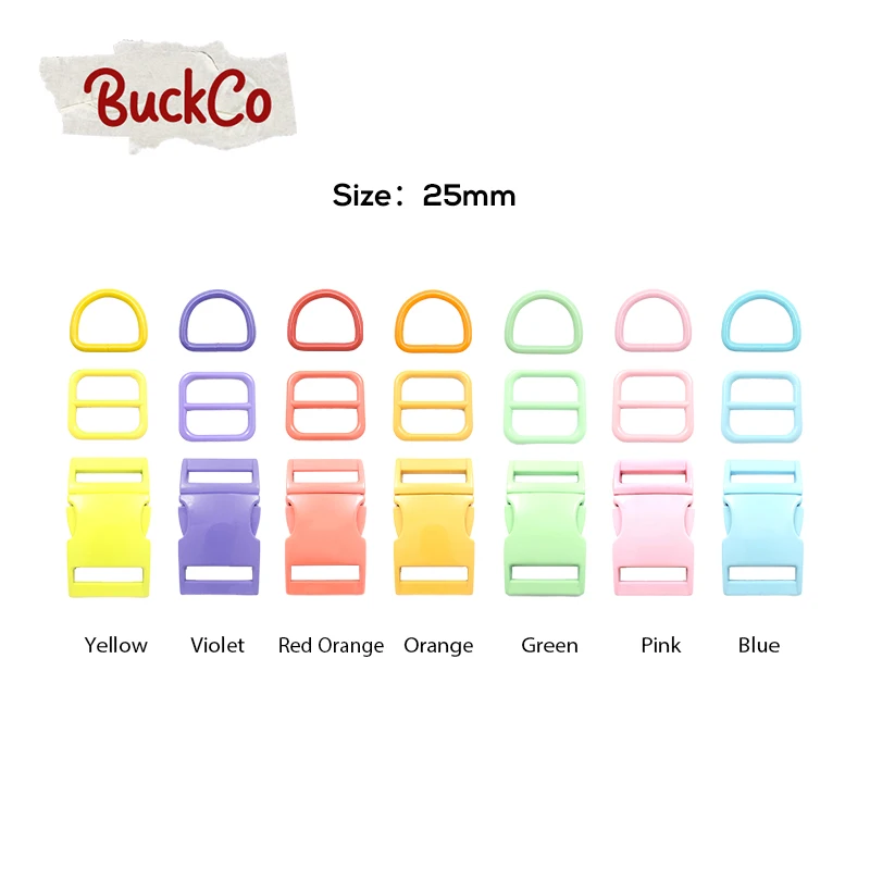 1set Retailing 25mm webbing sewing spray paint buckle set (metal buckle+adjust buckle+D ring)DIY pet collar accessory 7 colours