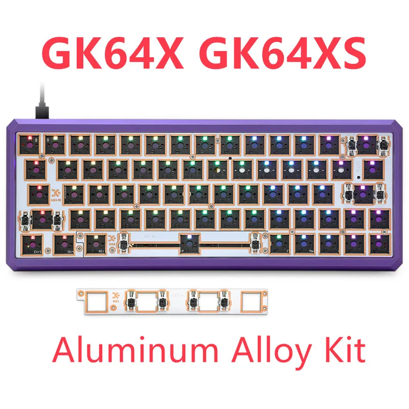 SKYLOONG GK64X GK64 Aluminum Alloy/CNC Translucent PC Casehot Swappable 60% Custom Mechanical Keyboard Kit RGB