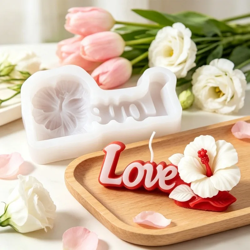 3D Love Candle Mold Reusable DIY Soap Mold Plaster Mould Flexible Flower Silicone Mold For Mother'S Day Gifts Valentine'S Day