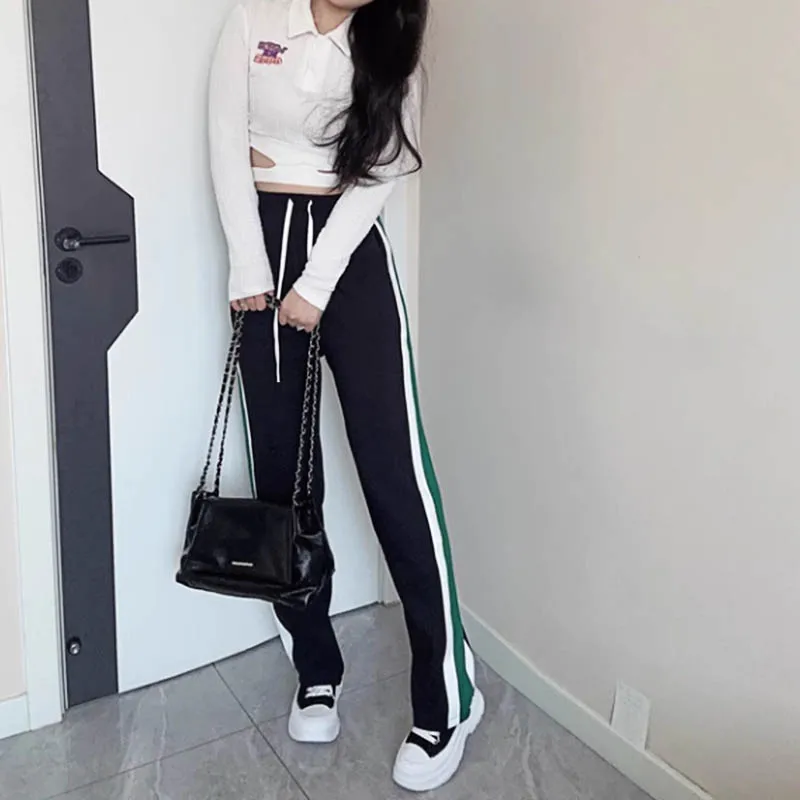 

Large size casual pants for women fall 2024 new fashion brand all-in-one fashion high waist loose vertical leg wide pants