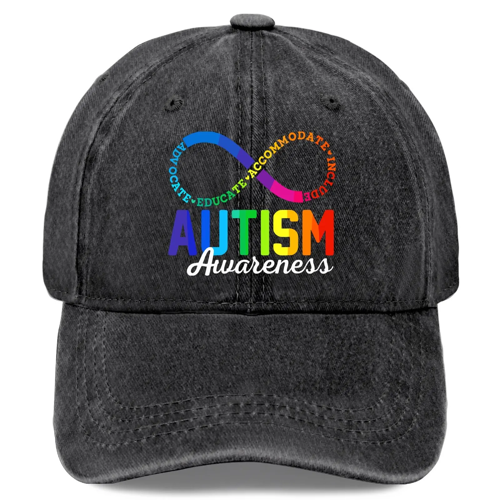 Autism Awareness Shirt Infinity Symbol Men Womenworld autism acceptance week Vintage Washed 6Color Baseball Cap Lightweight Sun