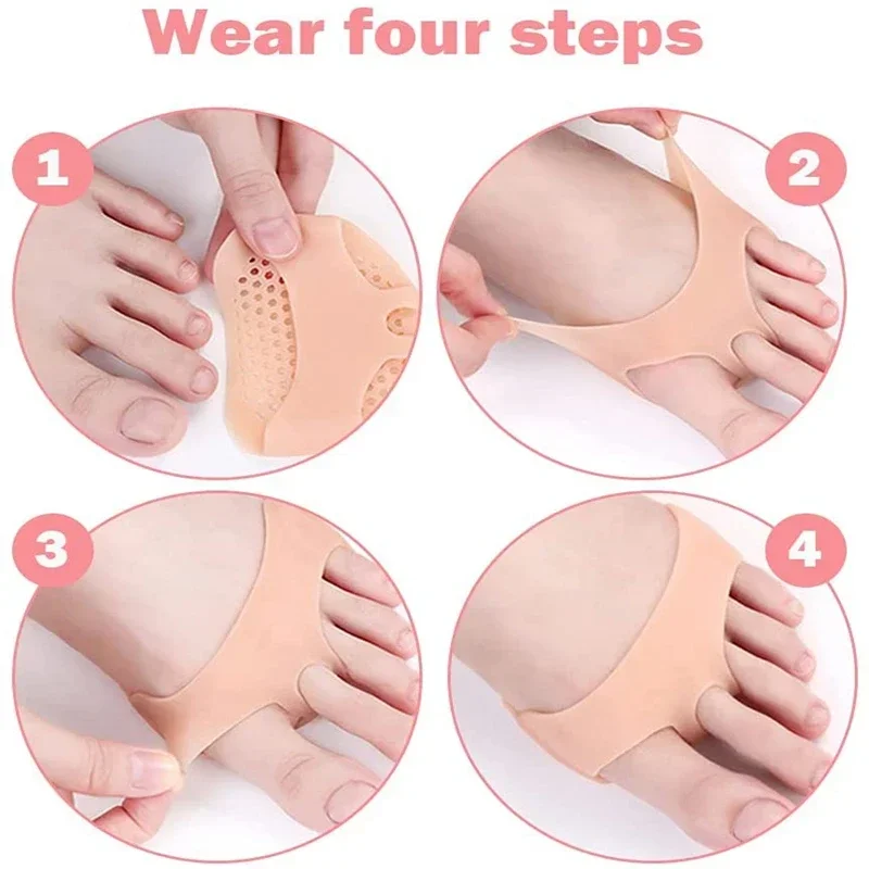 1 paire de coussinets métatarsiens en silicone, protège-talons, coussinets en gel pour l'avant-pied, coussinets coordonnants, soins des pieds, coussin de réparation de la peau