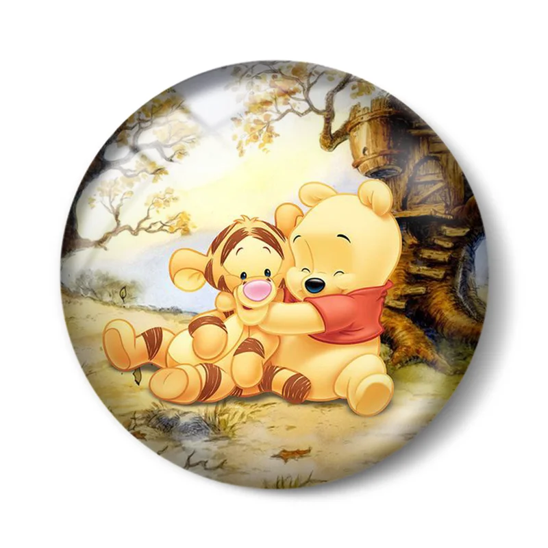 Cartoon Little Bear And Tiger 12mm/18mm/20mm/25mm Round photo glass cabochon demo flat back Making findings