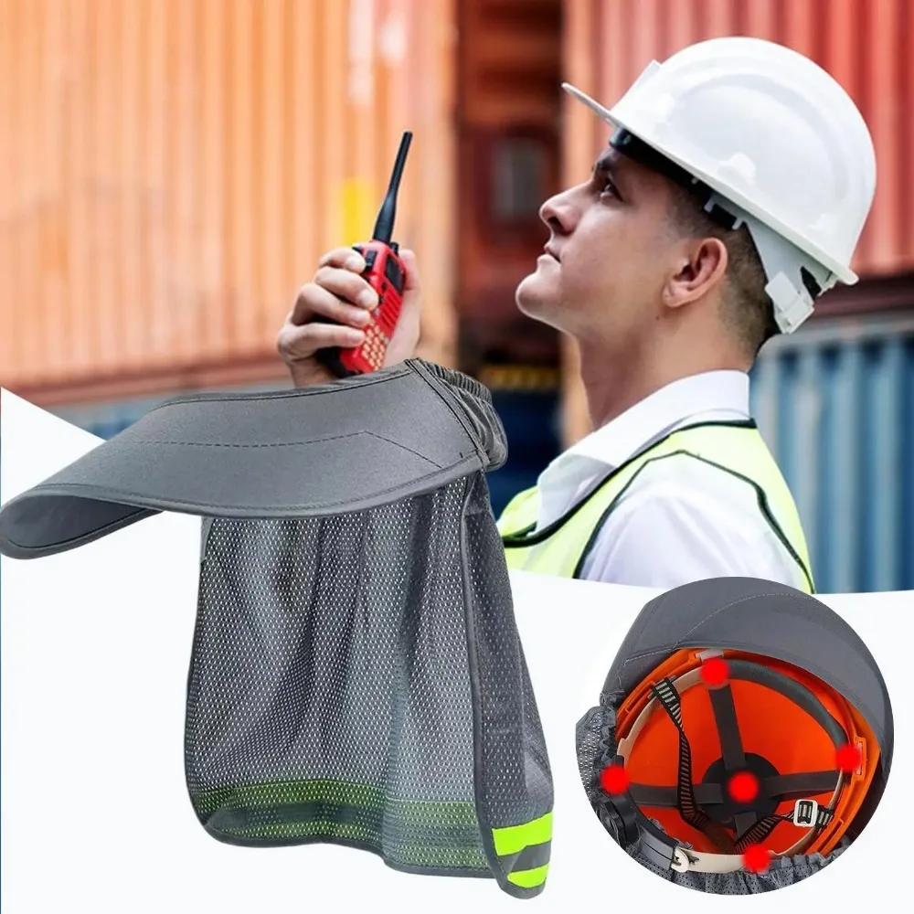 

2025 Summer Sun Shade Safety Hard Hat Neck Shield Helmet Sun Shade Reflective Stripe Cap Cover for Construction Workers