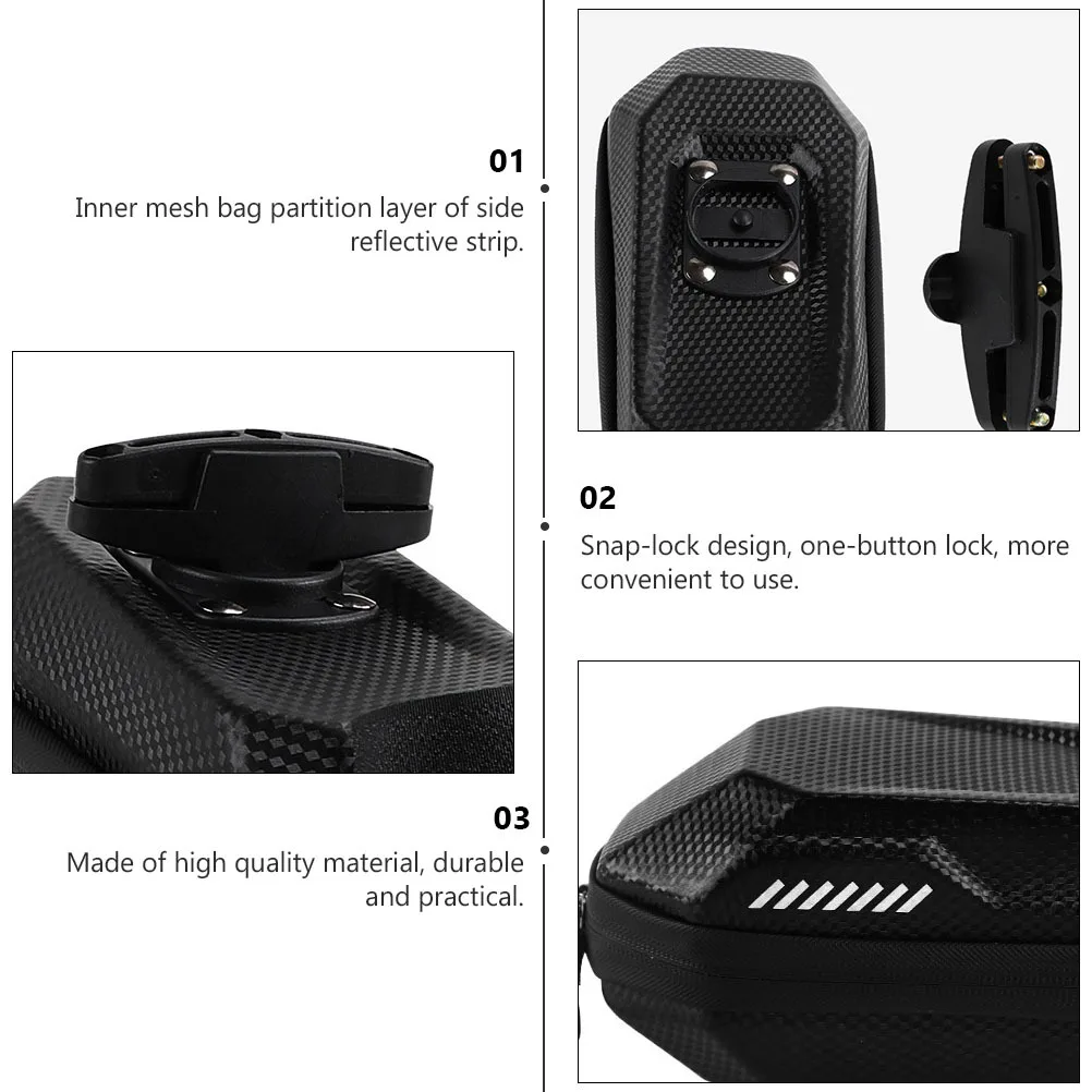 1Pcs Waterproof Bike Saddle Bag Carbon Eva Shell Snap Lock Reflective Strip Large Capacity Cycling Tail Storage Tool Pouch