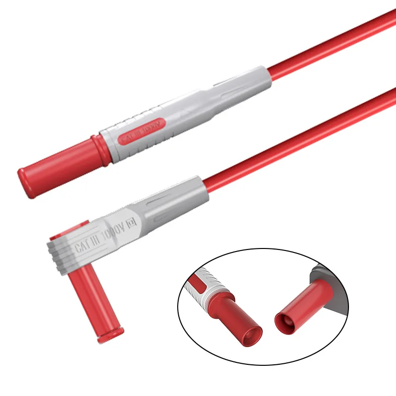 Cleqee P1033 2PCS Safety Banana Plug Test Lead 90 Degree To Straight Multimeter Test Cable 100CM 1000V/15A image 4