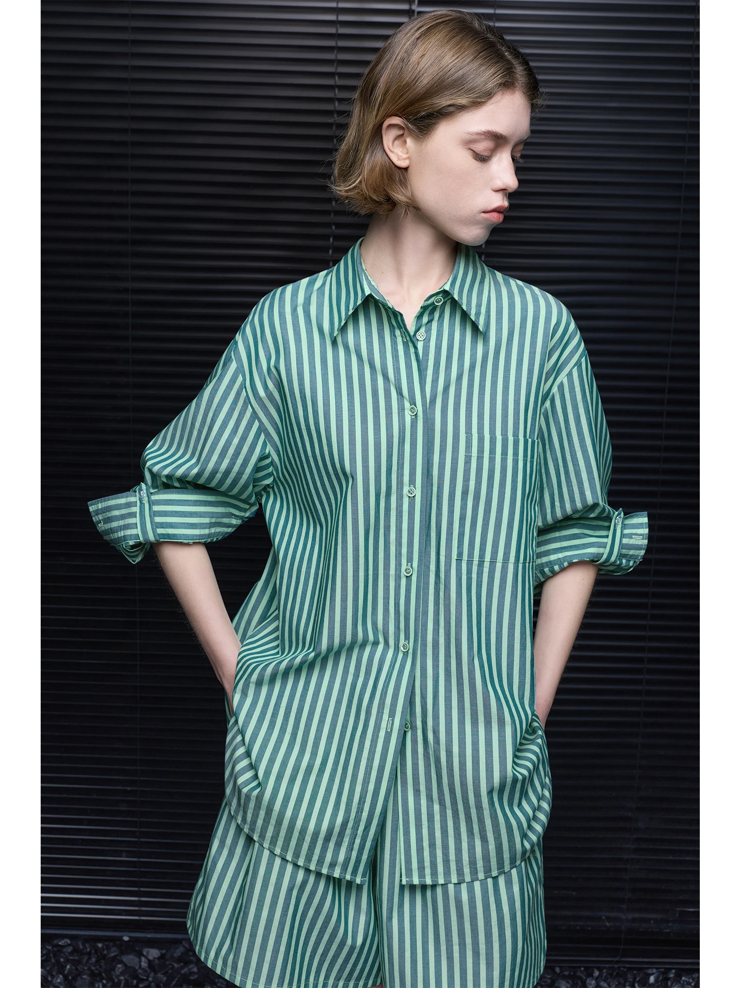 

Fashionable Striped Pure Cotton Long Sleeve Shirt Women's Summer New Style Street Style Breathable Casual Elegant Youthful
