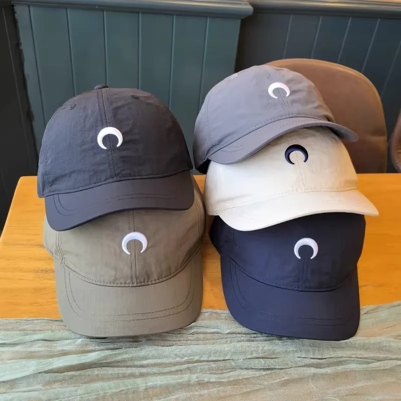 Unisex Einfache Crescent Stickerei Schnell Trocknend Baseball Kappe Sommer Outdoor Sport Atmungsaktive Sonnenhut Für Angeln Golf Verstellbare Kappe