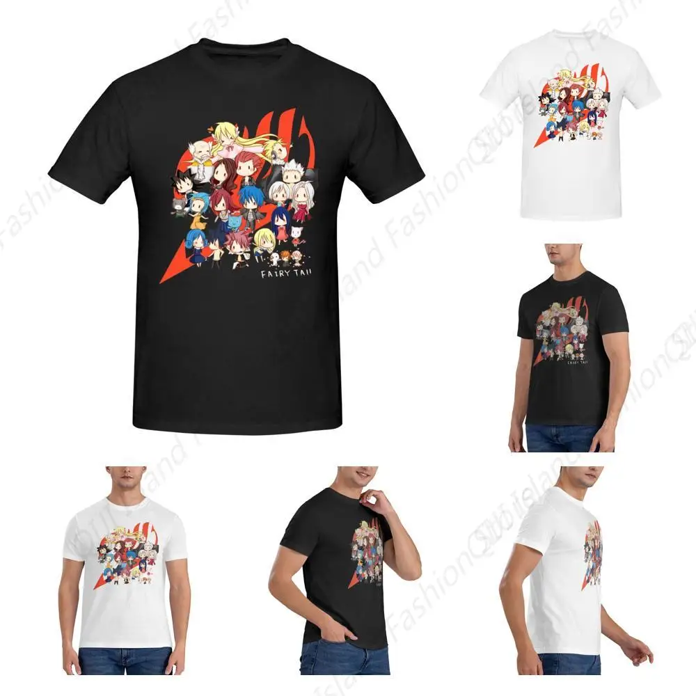 

Fairy Music and Tail Men's Comfortable Short Sleeve Shirt Round Neck Cotton Fashion T-Shirt Black