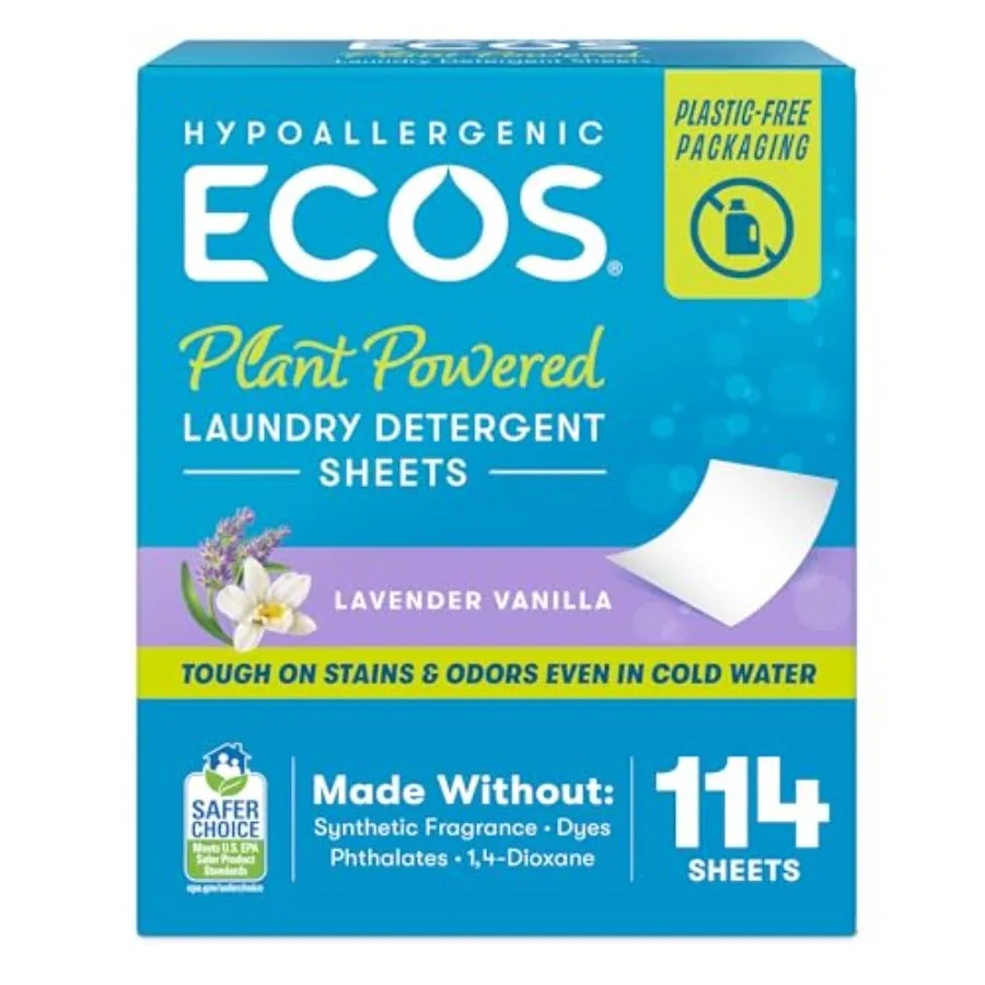 

Laundry Detergent Sheets Vegan, No Plastic Jug, No M, Liquid Free - Hypoallergenic, Plant Powered Laundry Detergent Sheet - Lav