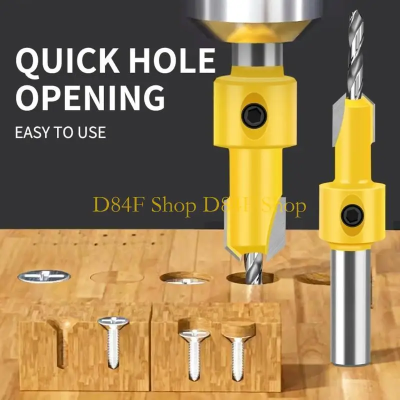 D84F 5/7Pcs 8mm Shank Woodworking Countersink Drill Bits Router Bit Screw